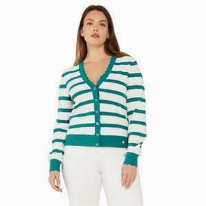 Kate Spade Teal and cream Striped Cardigan